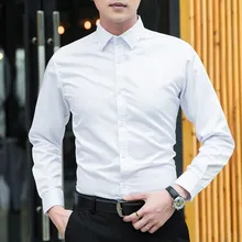 Новинка, осенние мужские рубашки с длинными рукавами и отложным воротником, топы для офиса, Повседневная тонкая белая рубашка, Мужская официальная майка большого размера