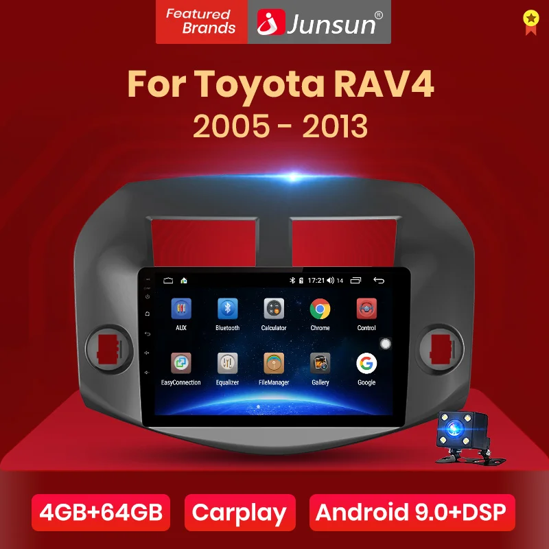 Junsun V1 pro 4G + 64G CarPlay Android 9 0 DSP для Toyota RAV4 2005 2012 2013 автомобильный Радио Мультимедийный
