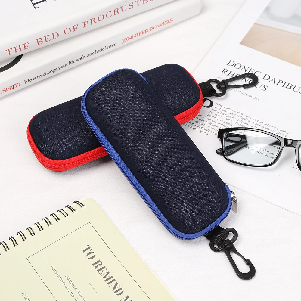 

Hot Denim Fabric Glasses Box Zipper Sunglasses Protection Resistance Container Eyeglasses Case Travel Reading Glasses Carry Bag