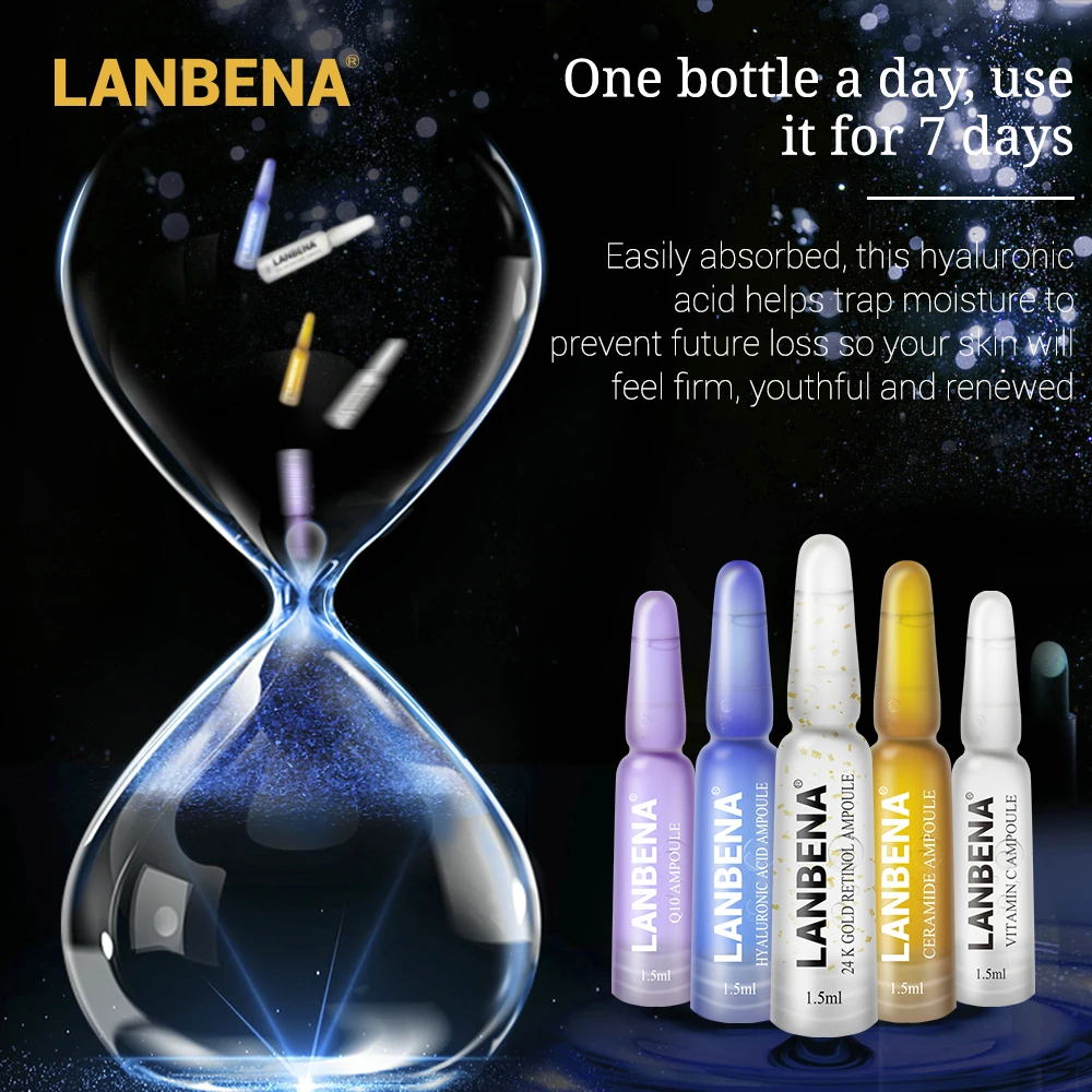 Lanbena 24k Gold Retinol Ampoule Serum Hyaluronic Acid Q10 vitamin C ceramide Anti-aging Wrinkle Firming Moisturizer For 7 Days Lanbena 24k Gold Retinol Ampoule Serum Hyaluronic Acid Q10 vitamin C ceramide Anti-aging Wrinkle Firming Moisturizer For 7 Days