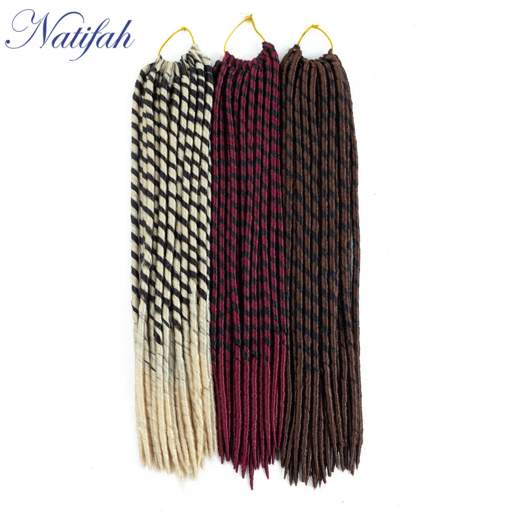 Natifah искусственные локоны в стиле Crochet косички волосы синтетические дреды Омбре косички волос 20 дюймов 20 корней Джамбо косички волосы для наращивания