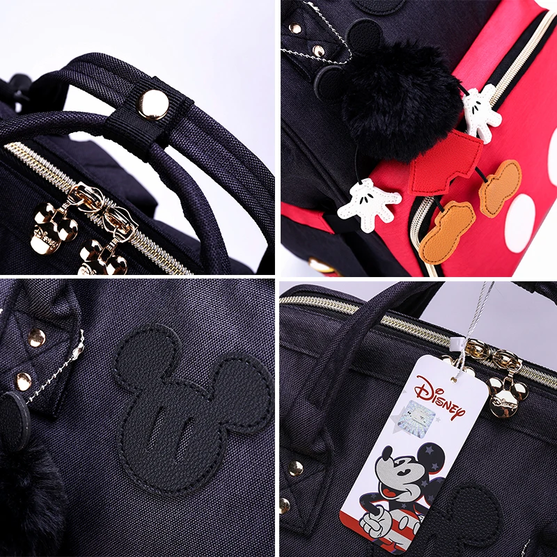 Disney Diaper Bags Minnie Mickey Classic Style Mummy Bag Maternity Nappy Bag Large Capacity Baby Bag Travel Backpack Free pouch