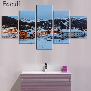 

5Pcs Lake And Dolomites Nature Landscapes in Italy canvas fabric Poster wall art Room Decor Home Decoration,quadro decorativo