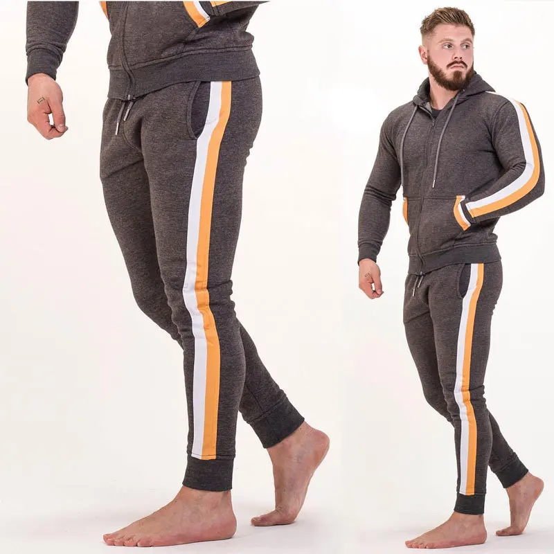 Men Gym Tracksuit-Set Sweathirts-Suit Sports Mens Fashion Jogger Hooded Trend-Piece