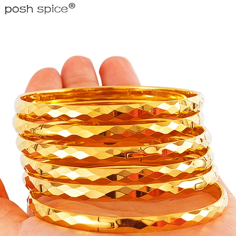 

6mm 6pcs/lots openable Ethiopian Bracelets Dubai Bangles for Women Middle East Arabia African Gold Bangle Wedding Jewelry Gift