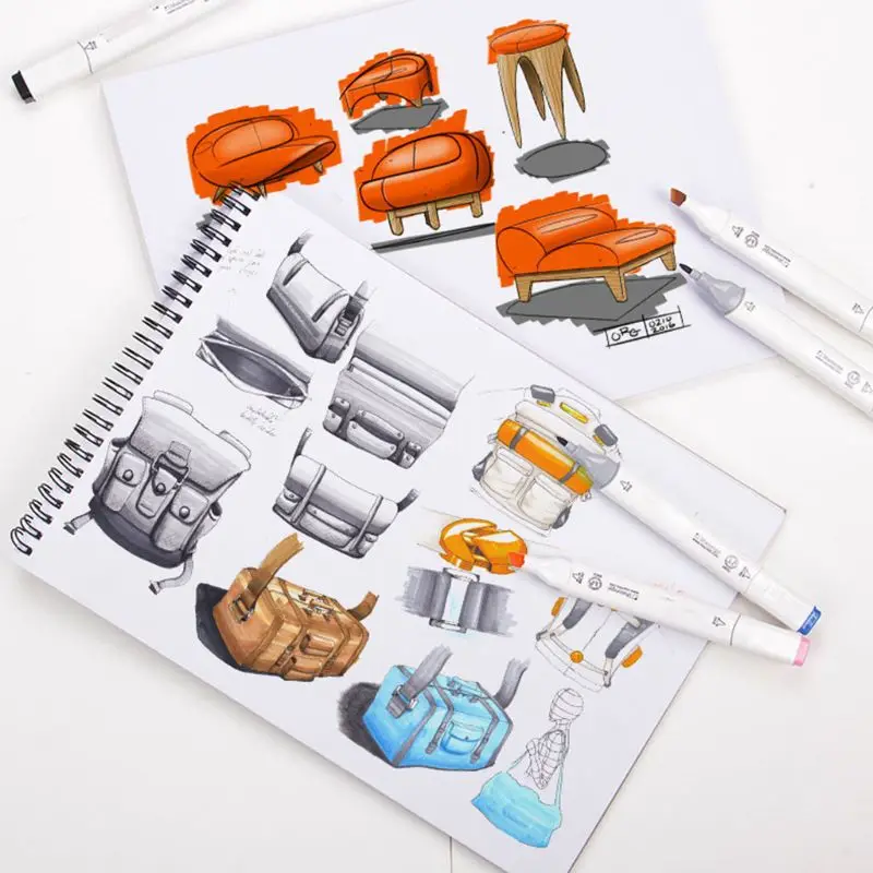 34 Sheet A3/A4/A5 Professional Marker Paper Spiral Sketch Notepad Book Painting Drawing Artist Supplies