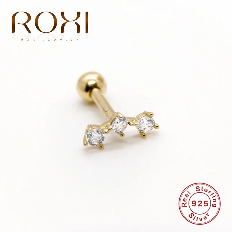 ROXI – boucles d'oreilles pour femme, petite couronne, lune, étoile, foudre, Constellation, en argent Sterling 925, Piercing, Kolczyki Damskie