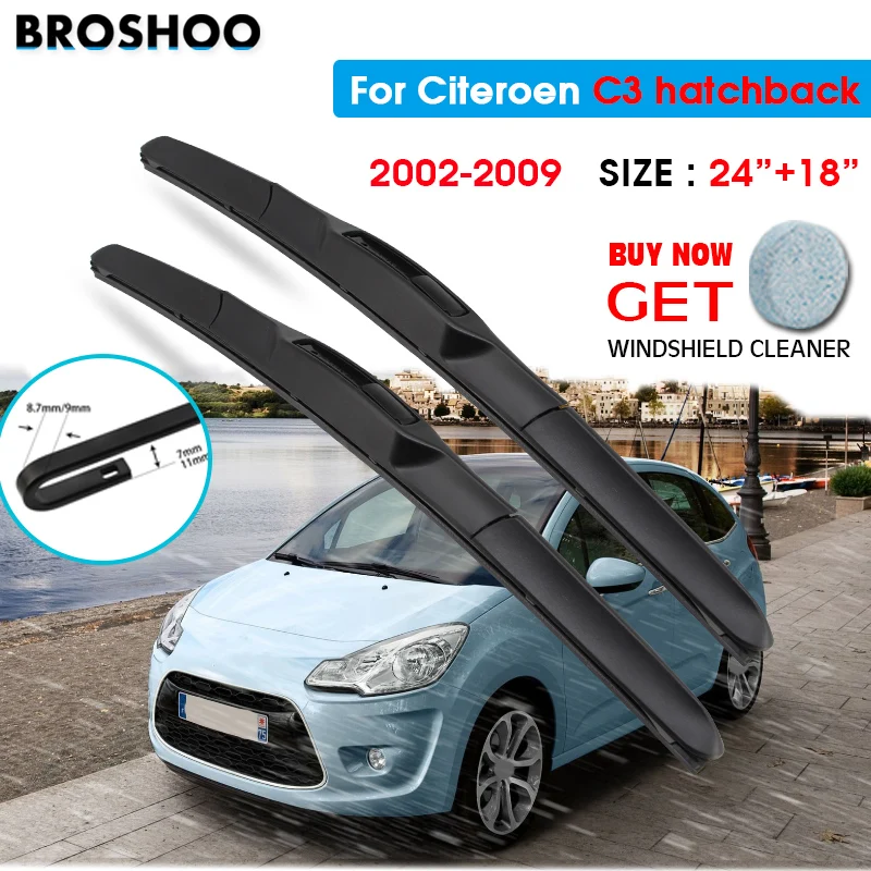 

Автомобильная щетка стеклоочистителя для автомобиля CITROEN C3 хэтчбек 24 "+ 18" 2002-2009 Авто ветровое стекло Стеклоочистители Лезвия для мытья окон ...