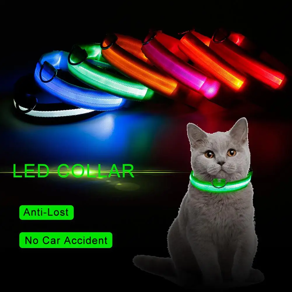 Hot Sale Flashing Glowing Gem Light LED Supplies Products Dog Light Pet Dog Collar Adjustable Small Pet Luminous Safety Collar