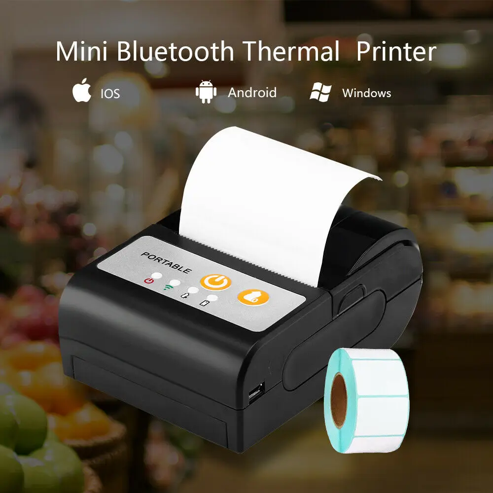 Bluetooth термопринтер Мини Портативный 58 мм чековый принтер маленький для