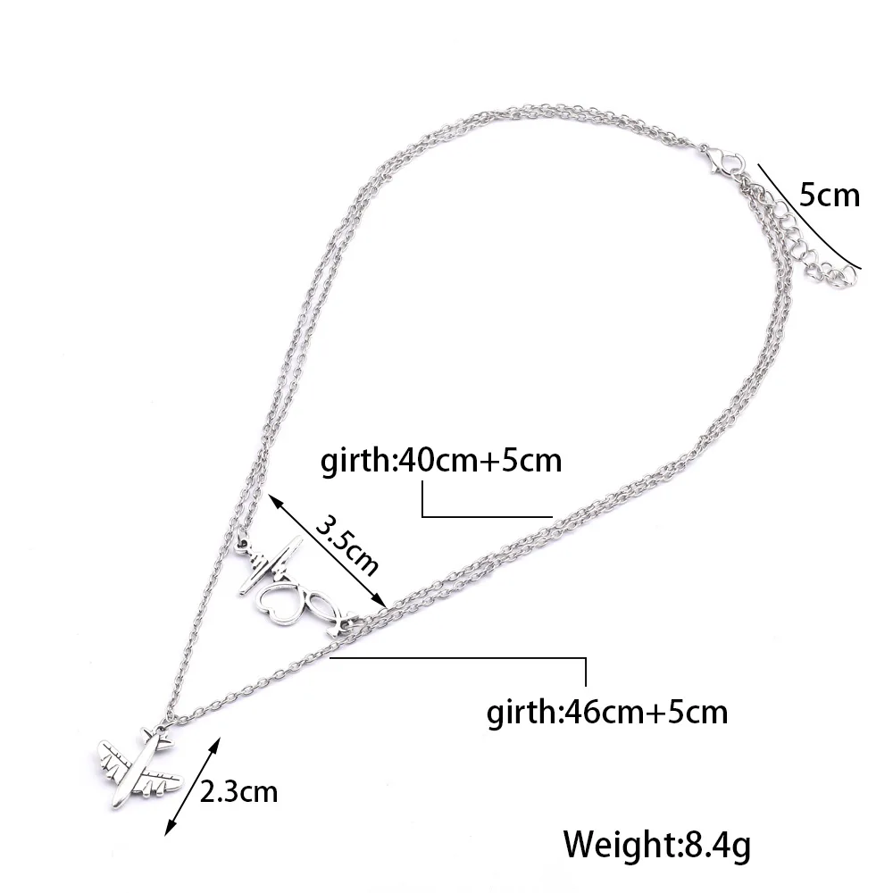 MiFaViPa Fashion Trinket Jewelry Multi-layer Plane Necklace Charm Air Plane Pendant Necklaces For Men Women Aircraft Gifts Xmas (1)