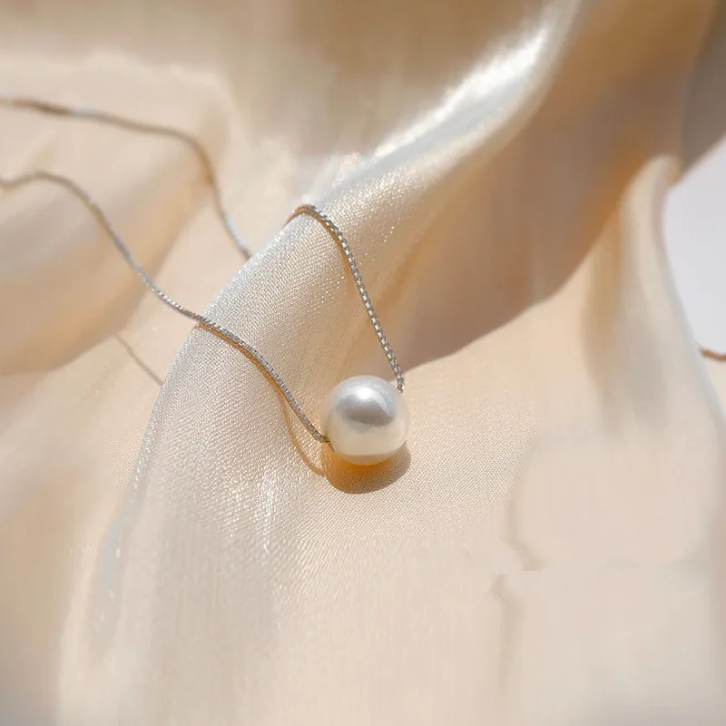 HI MAN 925 Sterling Silver Korean INS Pearl Pendant Necklace Women Elegant Anniversary Gift Jewelry