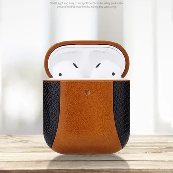 

For Airpods 1/2 High Quality Leather for Air pods Case PU Protector Cover Fashion Anti Lost Hook Clasp Keychain