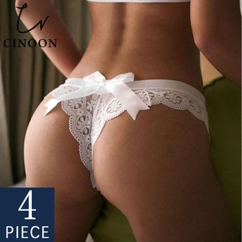 

CINOON Female Underwear Women'S Panties Sexy Lingerie Thongs String Solid Lace Intimates Women Panties Set Plus Size Erotic