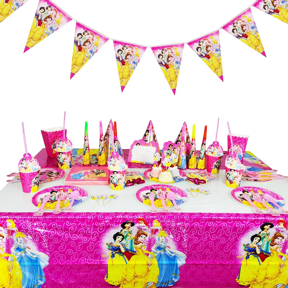 Disney Princess one years old birthday party Disposable tableware decor banner Cake stand decoration birthday party supplies