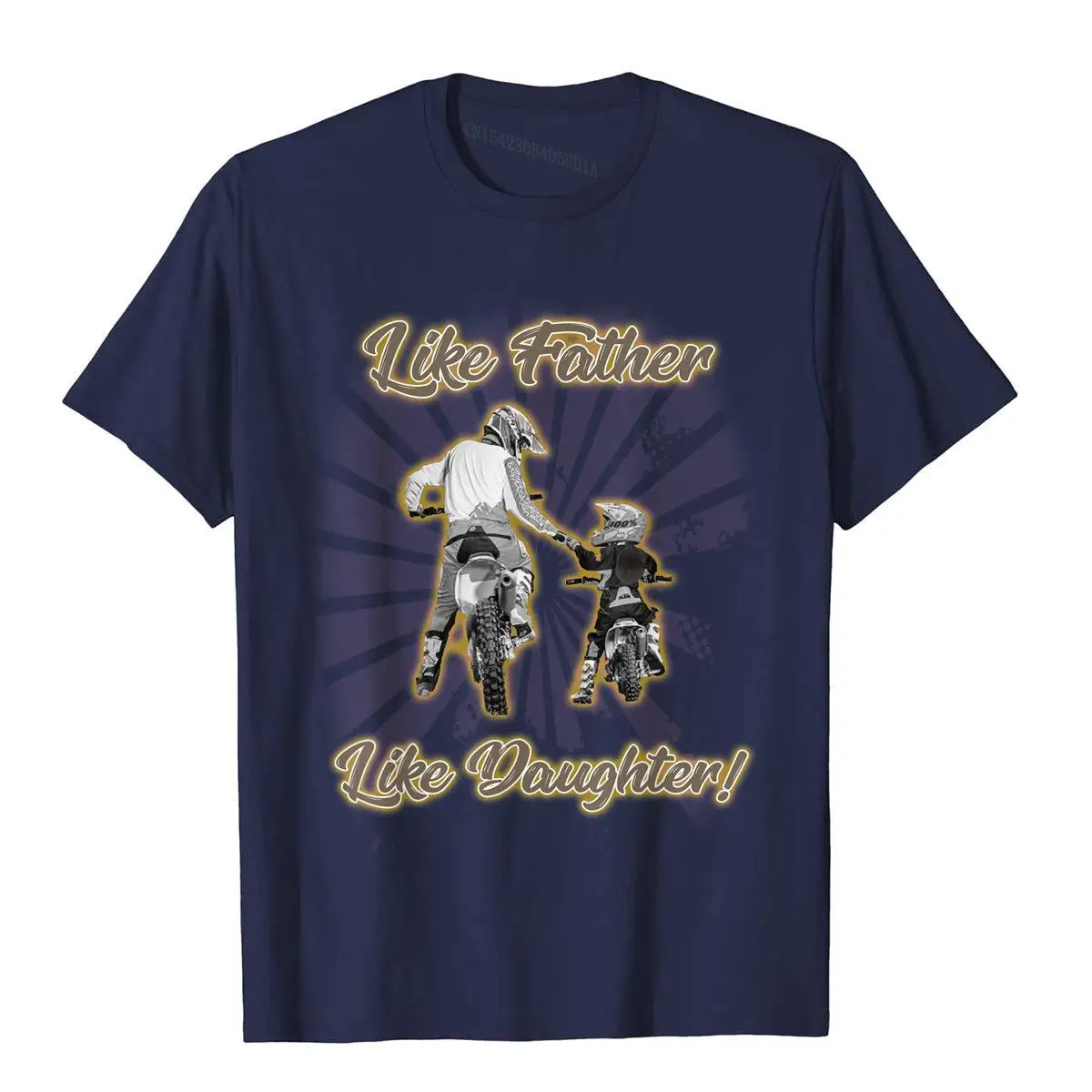 Motocross Like Father Like Daughter Dirt Bike Dad T-shirt__B9138navy