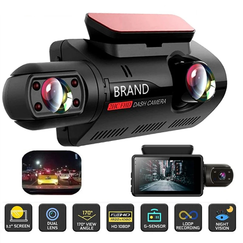 FHD Car DVR Camera New Dash Cam Dual Record Hidden Video Recorder 1080P Night Vision Parking Monitoring G-sensor | Автомобили и