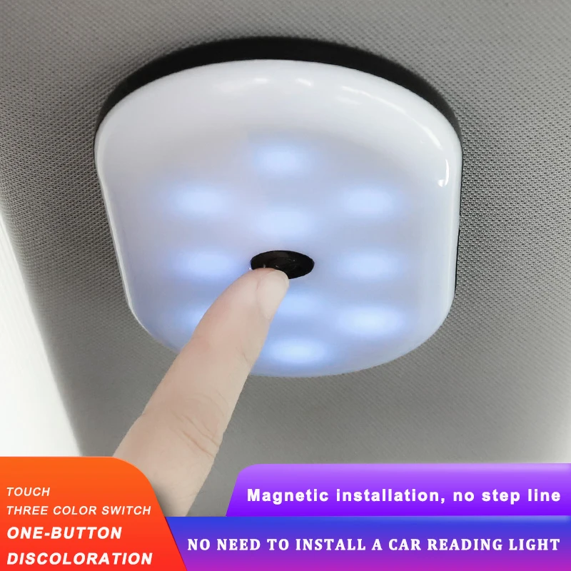 Vehemo магнитное притяжение 10LED Автомобильная потолочная лампа для чтения авто Крытый перезаряжаемый кухонный фонарик комнатный шкафчик