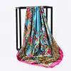 90*90cm Silk Spring Summer Lady Print Big Square Scarf Sunscreen Shawls Women Fashion Small Hair Neck Beach Hijab Bandanna 4