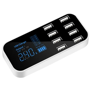 

8-Port USB Car Fast Charging Mobile Phone Charger 40W, with LED Display, Suitable for Iphone Android Samsung Charging