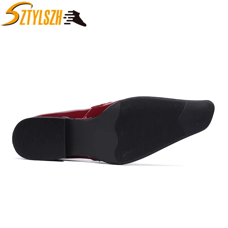 Men Black Classic Business Leather Shoes Mens Dress Shoes Patent Leather Glitter Wedding Shoes Pointed Toe Male Zapatos Hombre