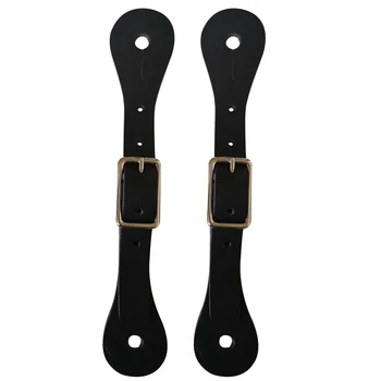 

1pair Sports Alloy Buckle Adjustable Protective Horse Riding Training Western Faux Leather Gift Accessories Outdoor Spur Strap
