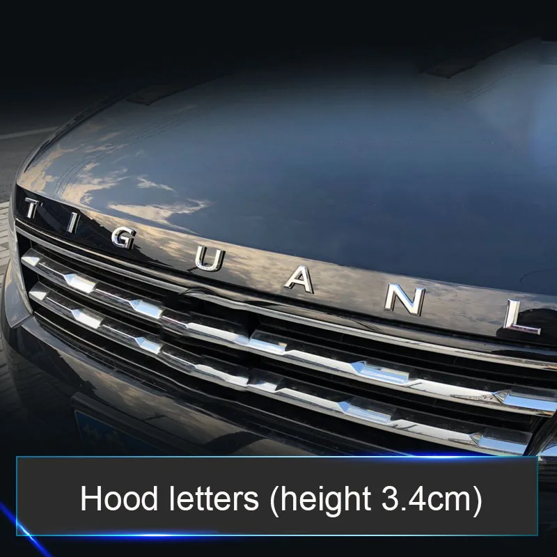 3D буквы, эмблема для TIGUAN TIGUANL, автомобильный Стайлинг, переоборудование, средний капот, логотип багажника, значок, наклейка, хром, матовый, глянцевый, черный