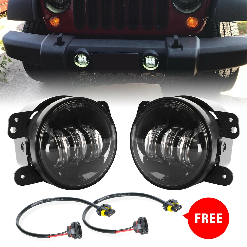 

1Pair 4 inch Round LED Fog Lights Lamp for Jeep Wrangler JK TJ 1997-2017 Dodge Magnum Journey 30W Cree LED Lamp Light