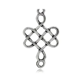 

Zinc metal alloy Connectors Findings Chinese knot silver color Plated 3.1cm(1 2/8") x 18mm( 6/8"), 10 PCs new