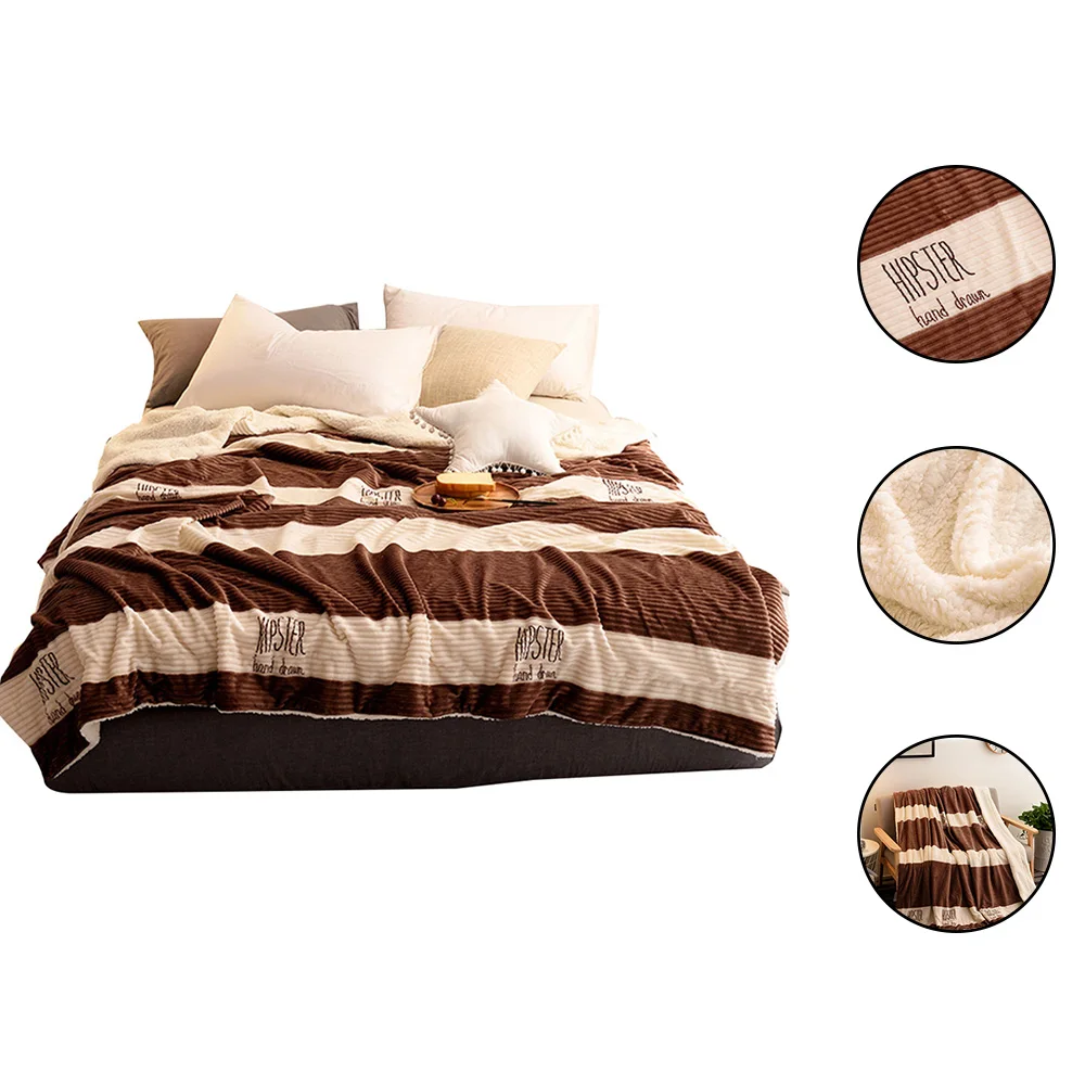 Coffee color Двустороннее Фланелевое Флисовое одеяло, зимнее, для взрослых, мягкое, толстое, шерпа, пледы, одеяло для дивана, кровати, дивана, домашний текстиль, продукт - Цвет: Coffee color