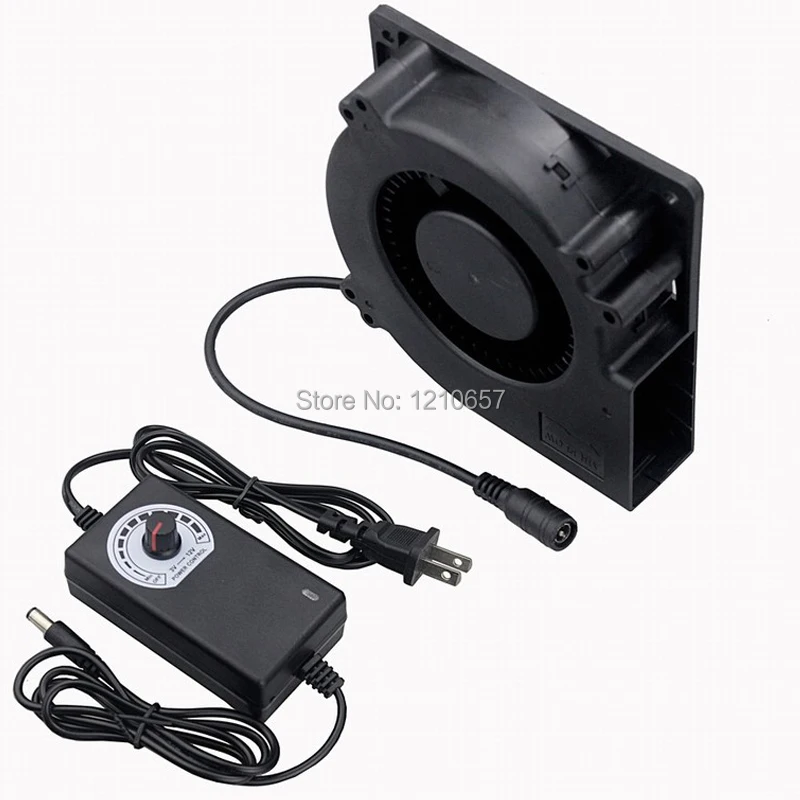 Hot 120MM Blower 12V DC Female Connector 5.5x2.1mm 12cm 120x120x32mm 12032 Centrifugal Cooling Fan w/ AC 100V 220V Power Adapter