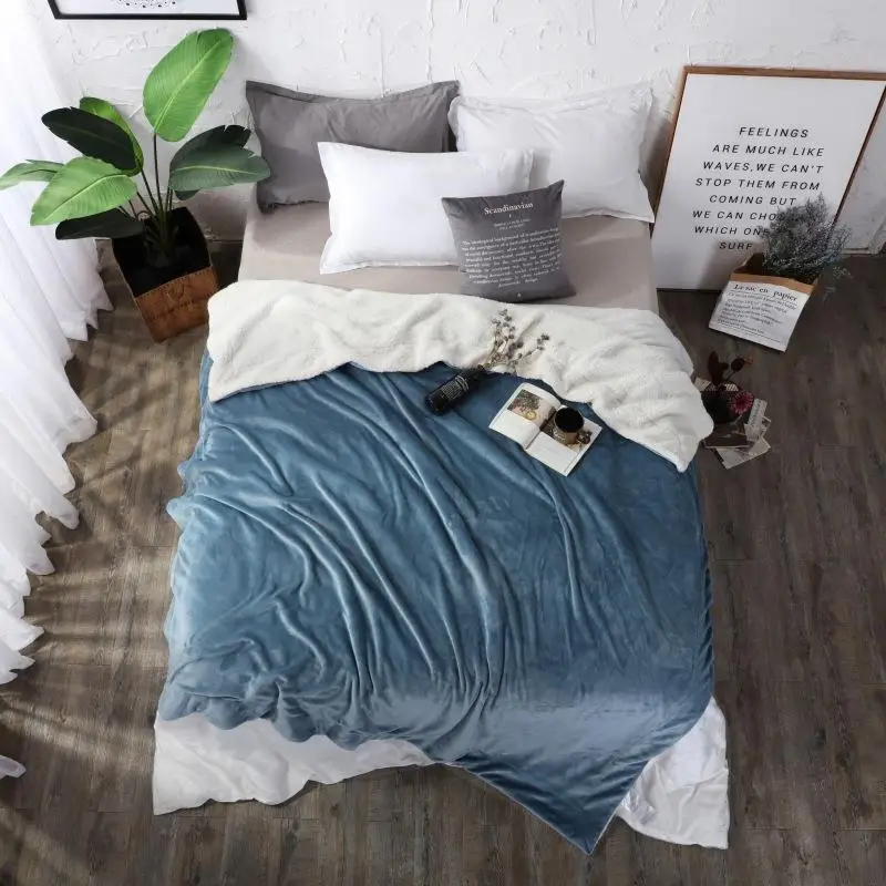 

Fashion Warm Thick Office Home Blanket Towel Fleece Reversible Blanket For Bed And Couch Travel Portable Car Throw Blanket