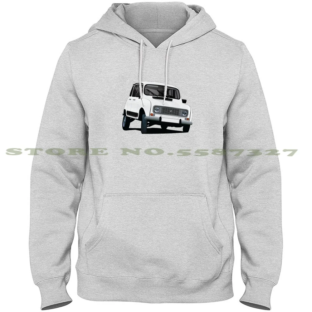 Renault 4L Illustration White Hoodies Sweatshirt For Men Women R4 4 France Automobile Cars | Мужская одежда