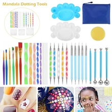 16/27 pçs mandala ferramentas de pontilhar para pintura pedra rocha caneta stencil template escova bandeja kit mandala stencil bola stylus pintura conjunto