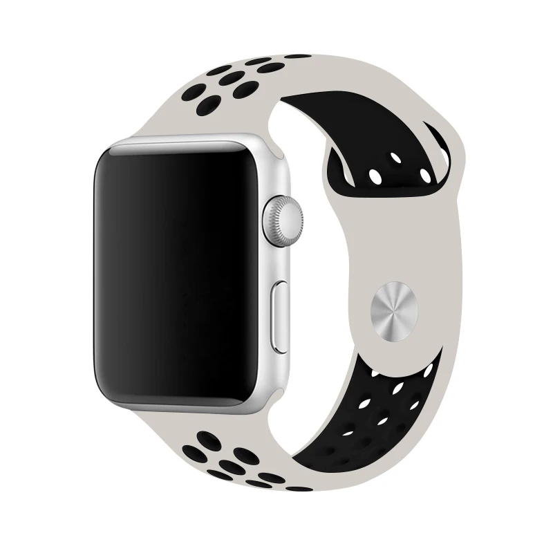 Gray with black Силиконовые полосы спортивный ремешок для Apple Watch Series 5 4 серия Nike 40 мм 44 мм черный розовый браслет 38 мм 42 мм для Iwatch Series 3 - Цвет ремешка: Gray with black