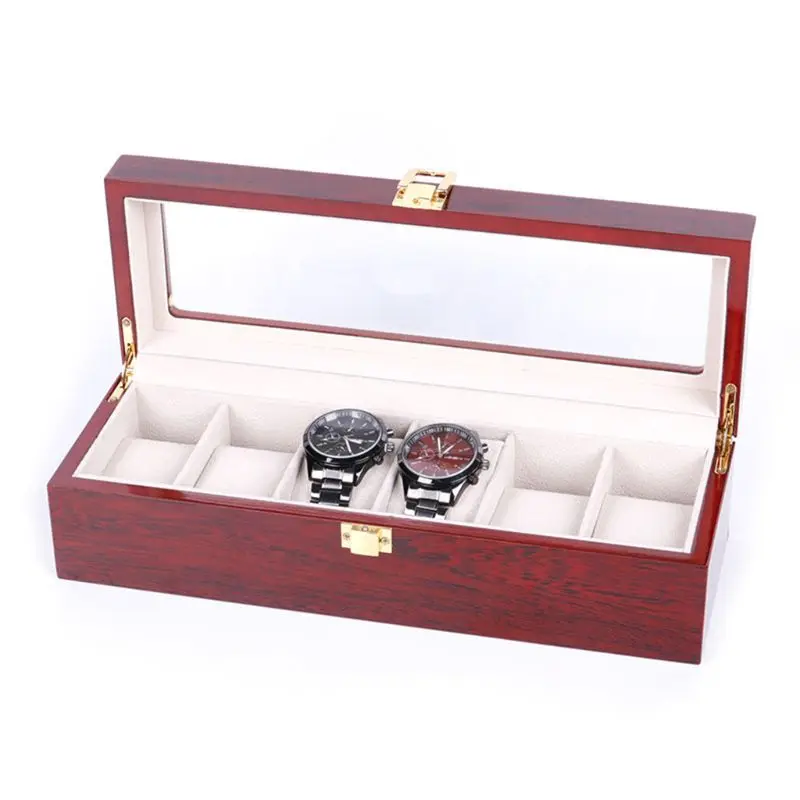 6 сетки дисплей деревянных часов ящик для хранения Winder ювелирных изделий коллекция