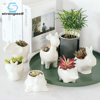 

Strongwell Desktop Animal Ceramic Flower Pot Chinese Succulent Pot Crafts Creative Ornaments Home Decoration Birthday Gift Cute