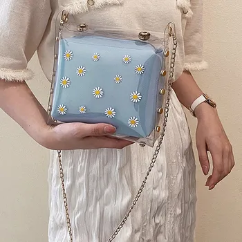 

2020 Design Luxury Handbag Women Transparent Two-piece Bag Clear Pvc Jelly Small Shoulder Bag Female Chain Messenger Bags 5W3