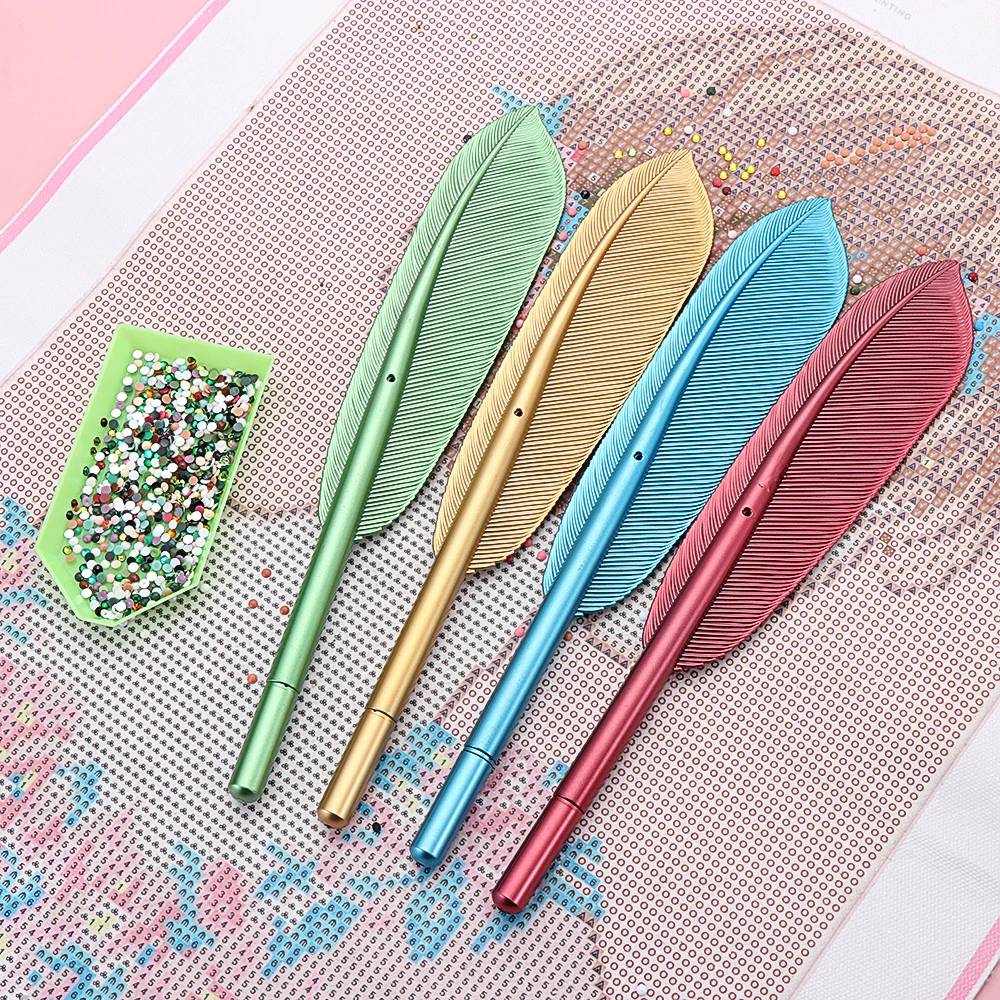 5D Diamond Painting Pen Cat Claw Feather Shape Point Drill Pens DIY Craft Cross Stitch Glue Clay Drill Plate Nail Art Tools