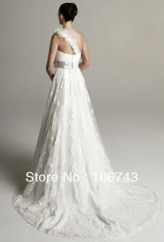 Vestido de noiva Casamento стиль сексуальные кружевные цветы на одно плечо Длинные Свадебные платья Платья для подружек невесты