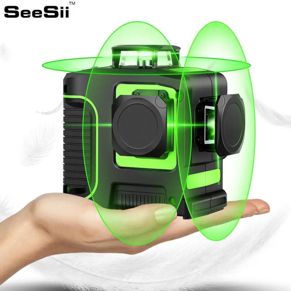 12Lines 3D Green Laser Level Self-Leveling 360 degre Horizontal& Vertical Cross Powerful Outdoor can use Detector