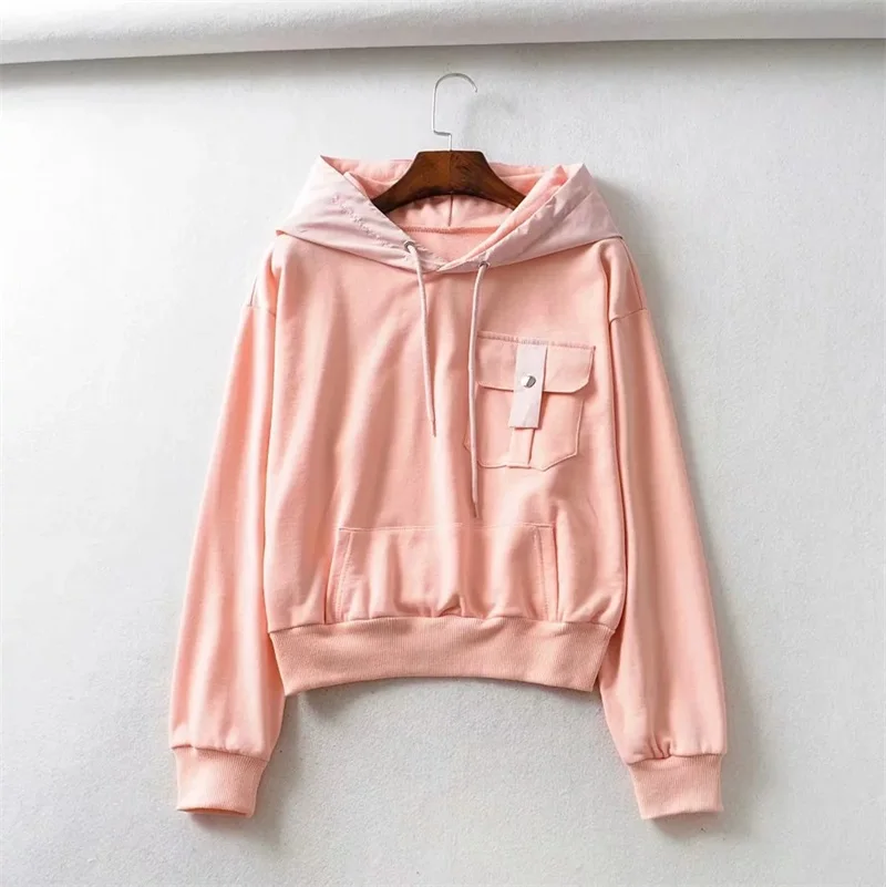 Женские Лоскутные толстовки с капюшоном - Цвет: pink