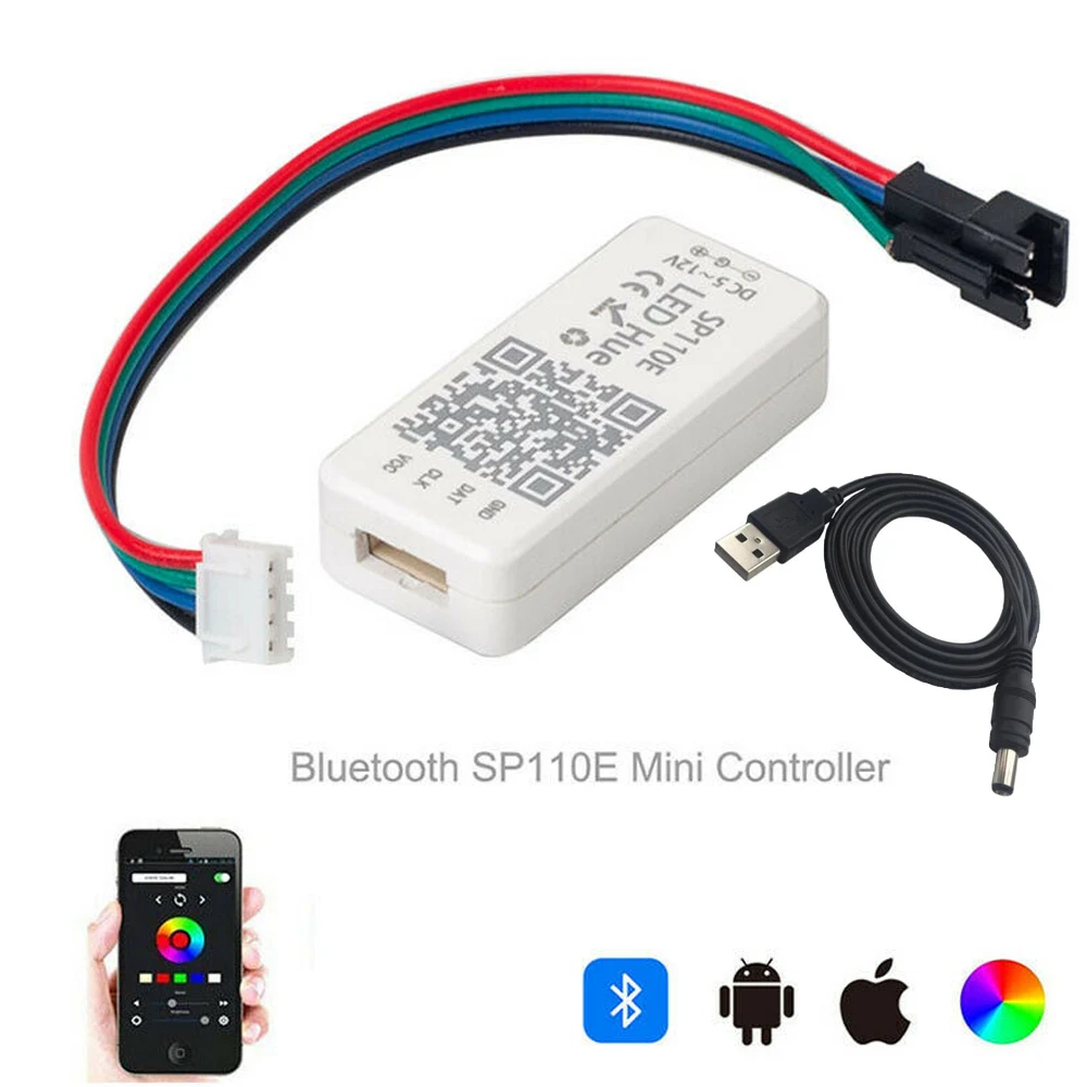 SP110E Bluetooth пиксельный светильник USB DC контроллер Диммер для WS2811 WS2812B SK6812 RGB RGBW APA102 WS2801 пикселей светодиодный светильник