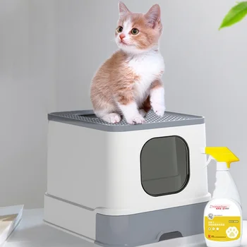 

Fully Enclosed Drawer Top Entry Cat Litter Box Deodorant Extra Large Toilet Deodorant Anti-splashing Cat Feces Pot Cat Supplies