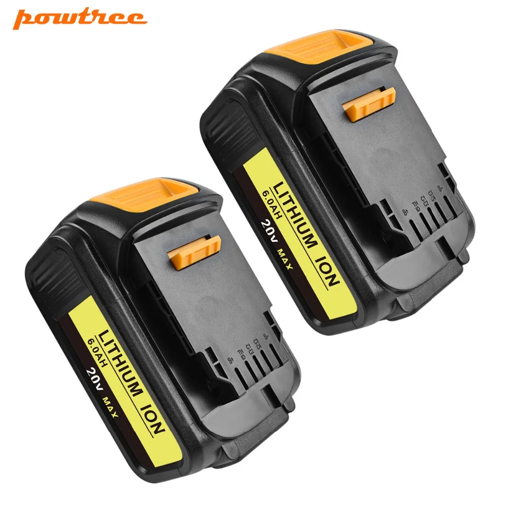 Аккумулятор Powtree 6000 мАч 18 в DCB200 для электроинструмента Dewalt DCB180 DCB181 DCB182 DCB201 DCB201-2