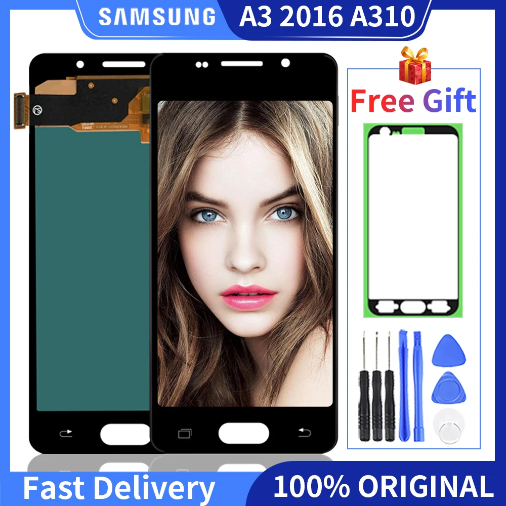 100% Оригинальный Super AMOLED ЖК-дисплей для SAMSUNG GALAXY A3 2016 A310 A310F A3100F дисплей сенсорный
