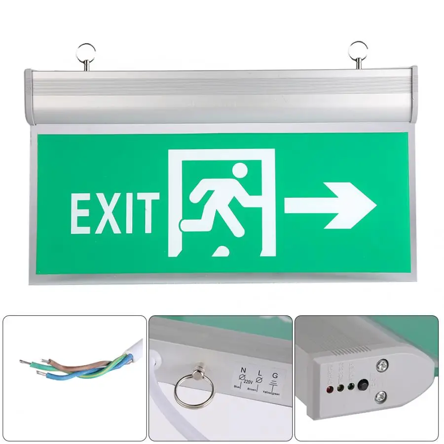 Solar battery 110-220V Acrylic LED Emergency Exit Sign Lamp Evacuation Indicator Light Environmental protection