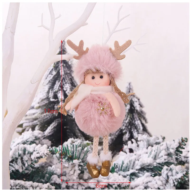 Милый розовый плюшевый Ангел девочка Рождественская елка орнамент рождественские Висячие кулоны-куклы рождественское домашнее праздничное украшение как детские подарки