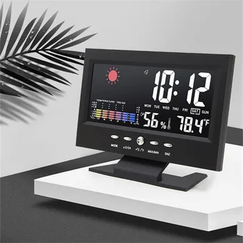 

Weather Electronic Desk Clock Table LED Color Screen Forecast Temperature Humidity Perpetual Calendar Backlight Alarm Clocks Art