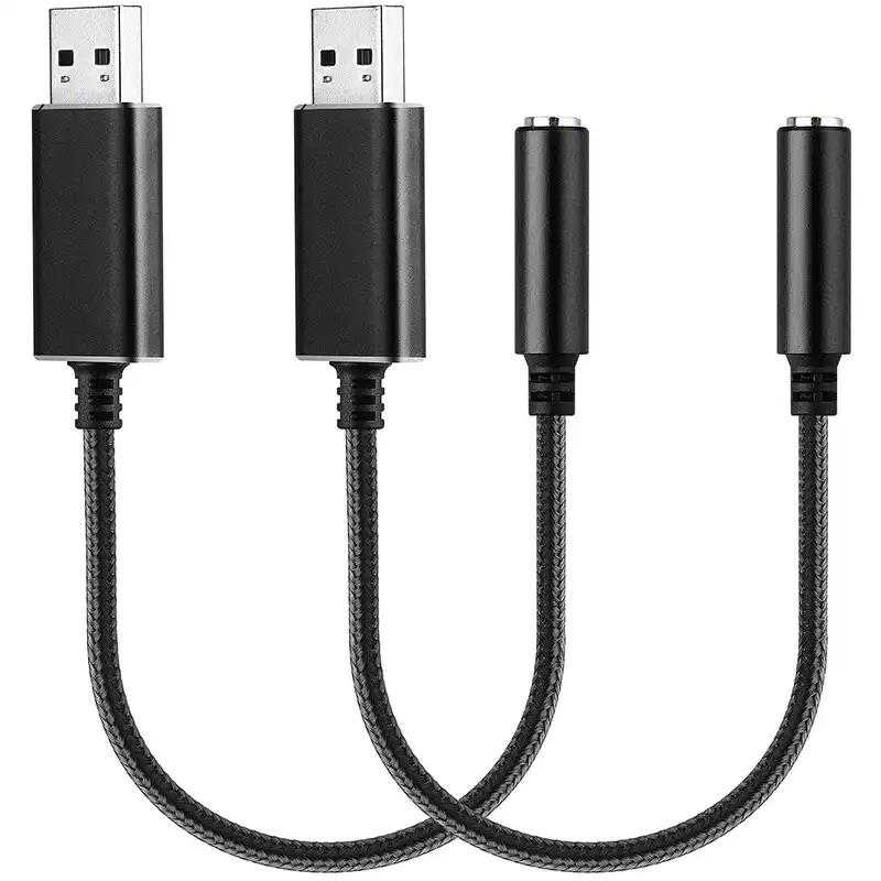 2 шт./упаковка внешняя стерео звуковая карта USB для наушников аудиоразъем